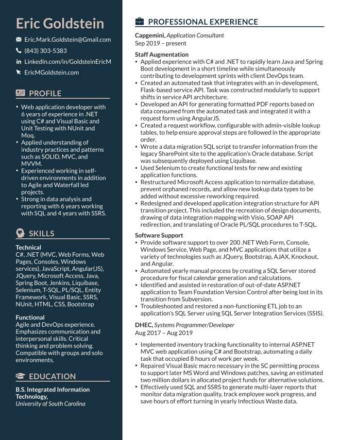 Eric Goldstein Resume Preview